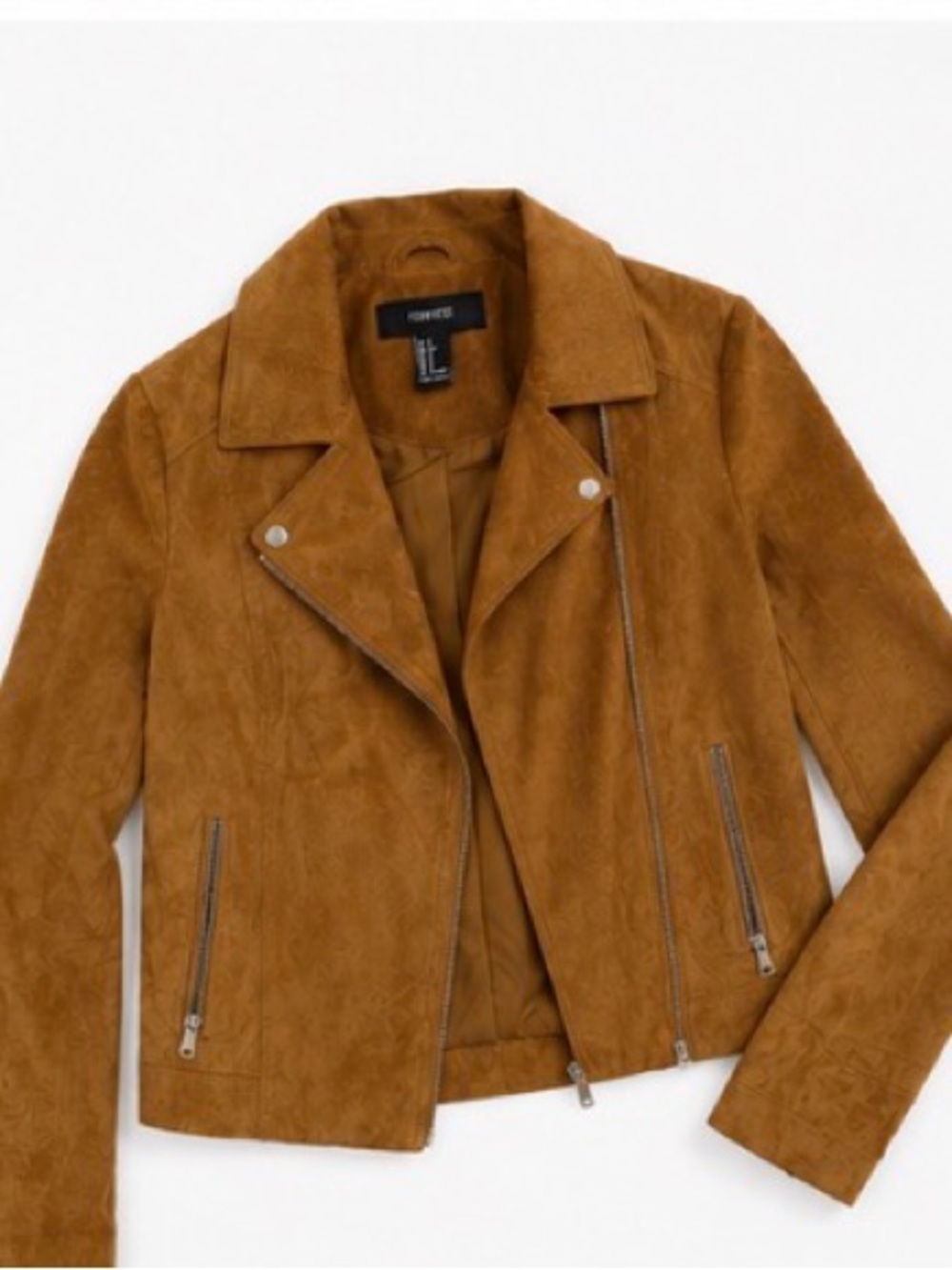 Forever 21 Suede Moto Jacket - Cognac Brown - Picture 3 of 6